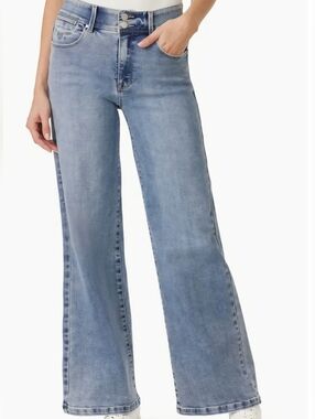 Curve Appeal Women's Sz 14 Distressed Blue 32- inch High-Rise Wide Leg Jeans